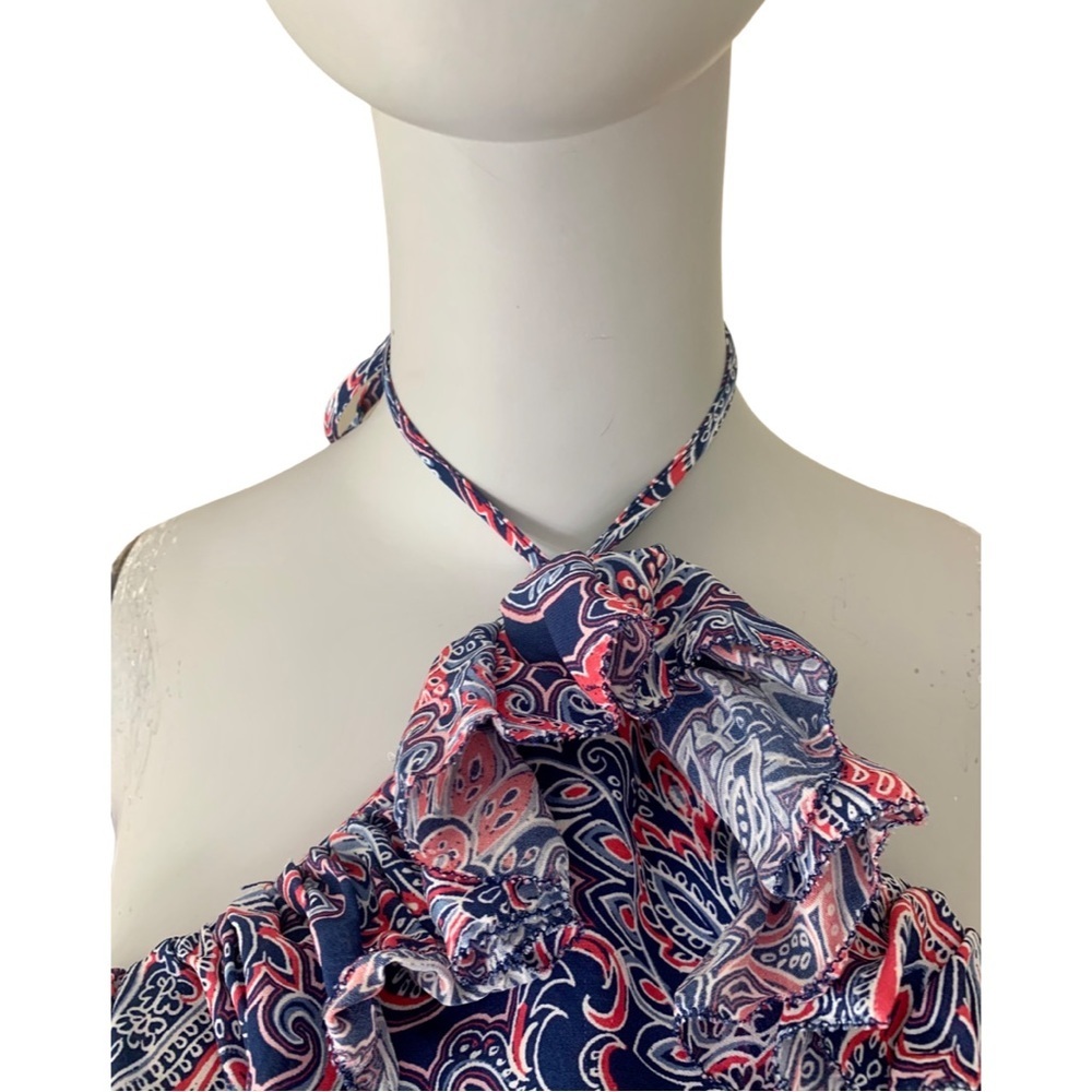 PARKER 100% Silk Lorenzo Paisley Cold Shoulder Halter Dress Size 0 - Picture 8 of 15
